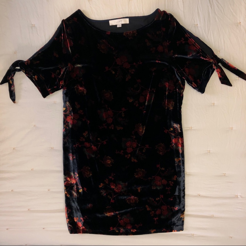 LOFT Velvet Floral Dress